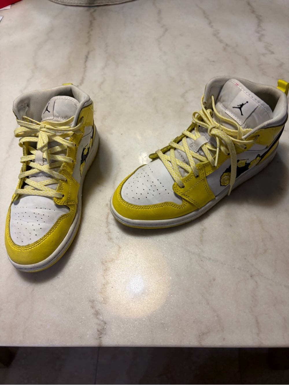 Nike Yellow & White High-Top Sneakers with Graphic Detail